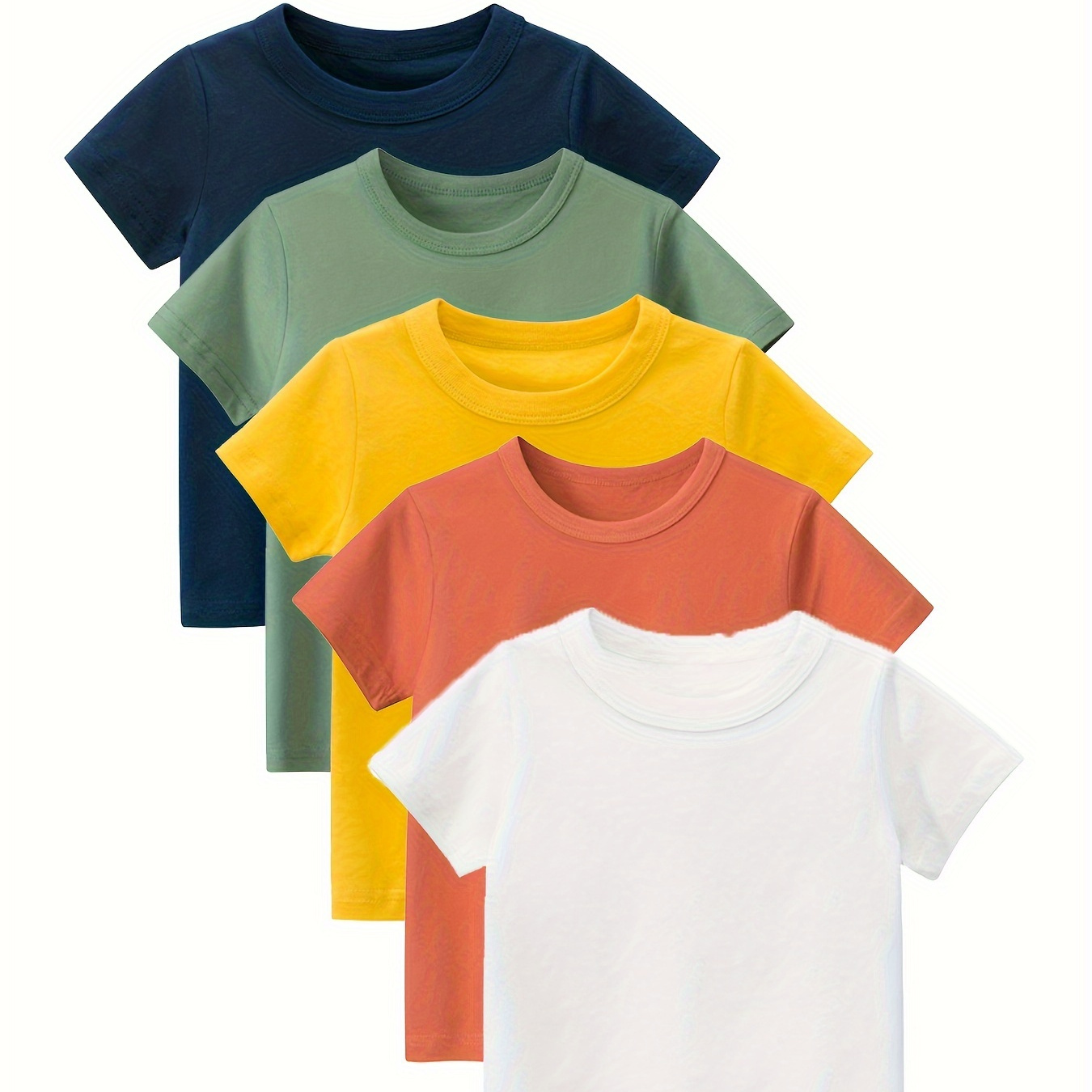 

Ensemble De 5 T-shirts De Loisirs Sportifs Pour Garçon - Vêtements D'extérieur D'été Confortables En Coton 100%