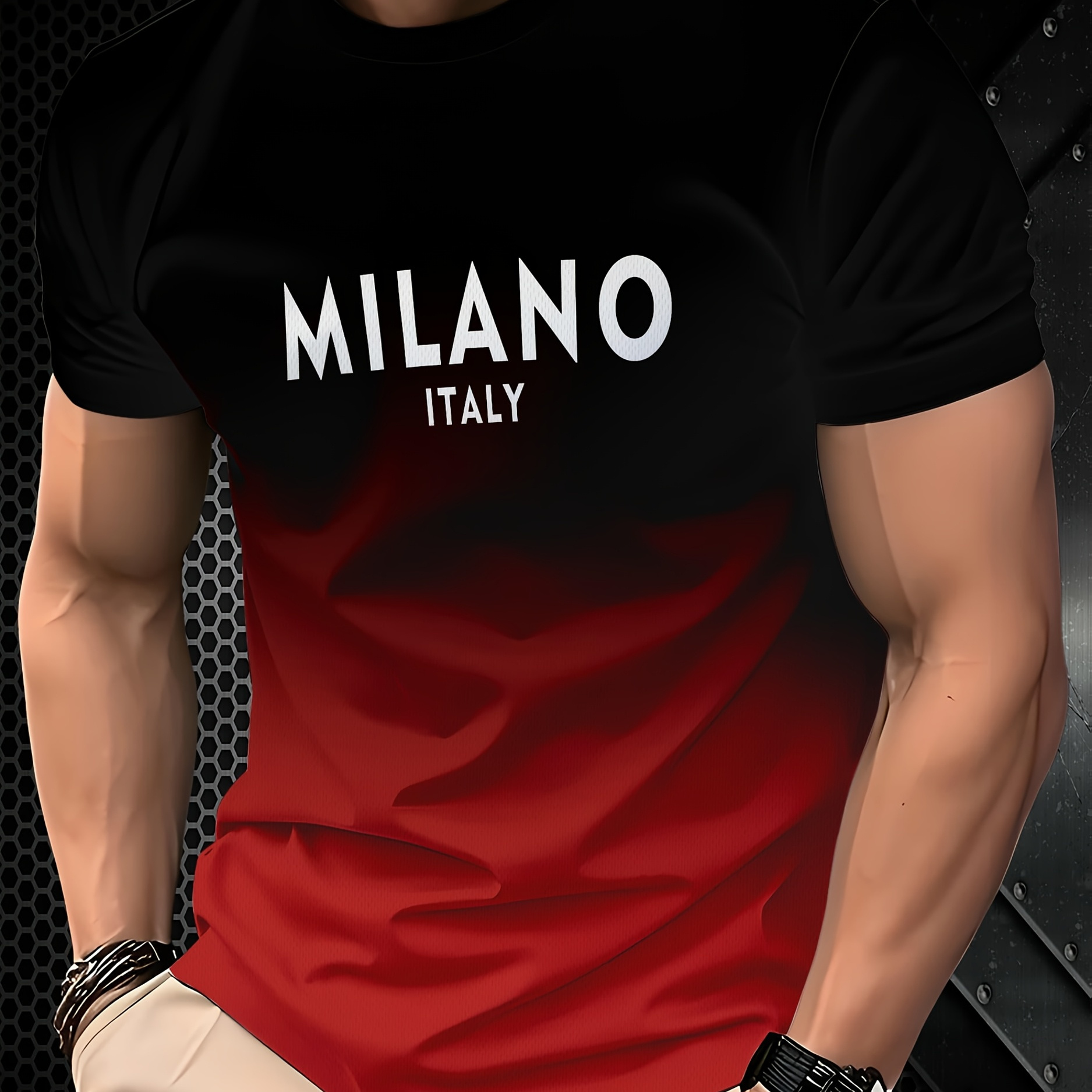 

Comfortable, Men's 3d Italy Print T-shirt - Casual Short Sleeve, Gradient, Breathable Polyester , Machine Washable, Ideal For Summer Outdoor Activities