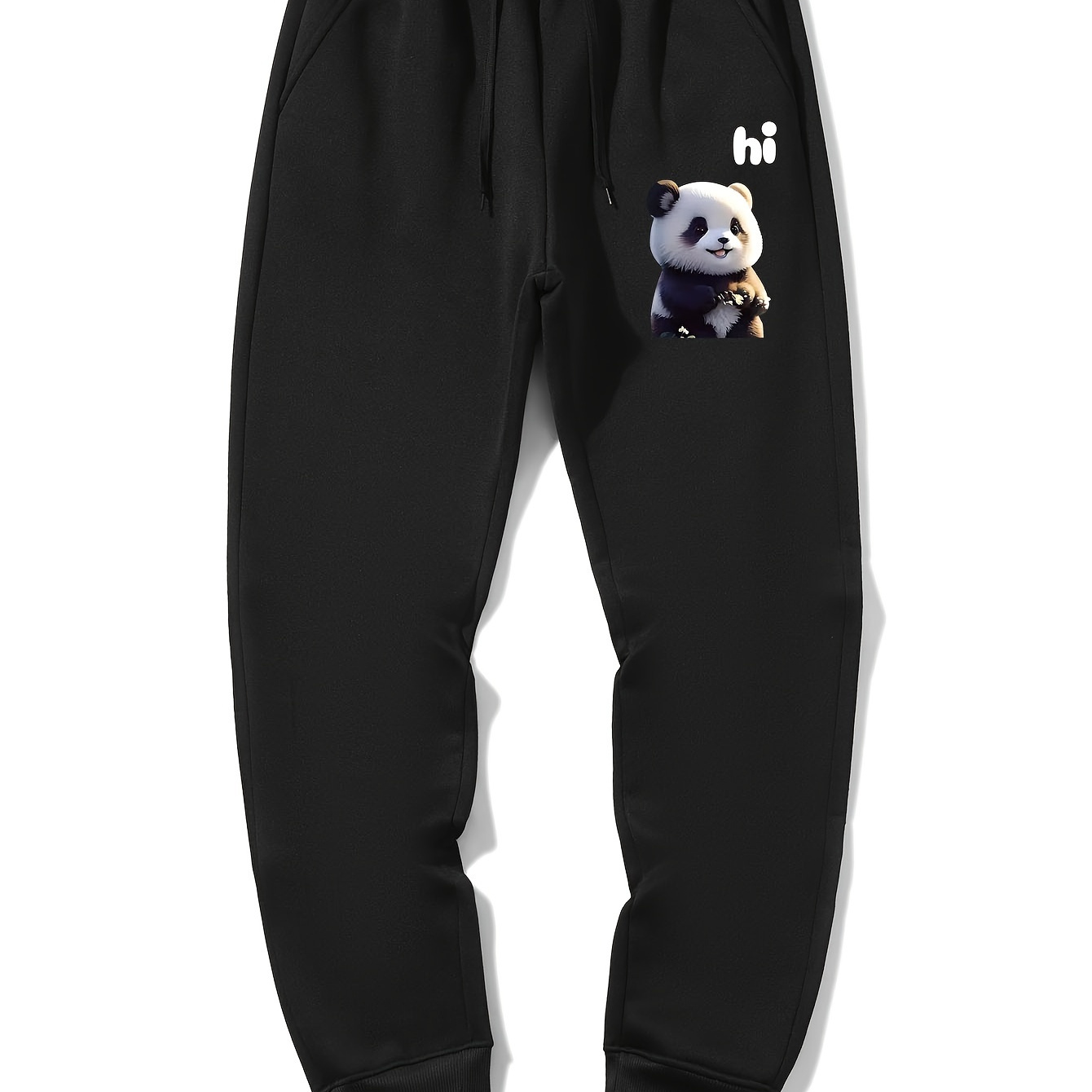 

Fashionable Men's Cute Panda Print Drawstring Casual Sports Loose Trousers, Suitable For Outdoor Sports, Comfortable And Versatile