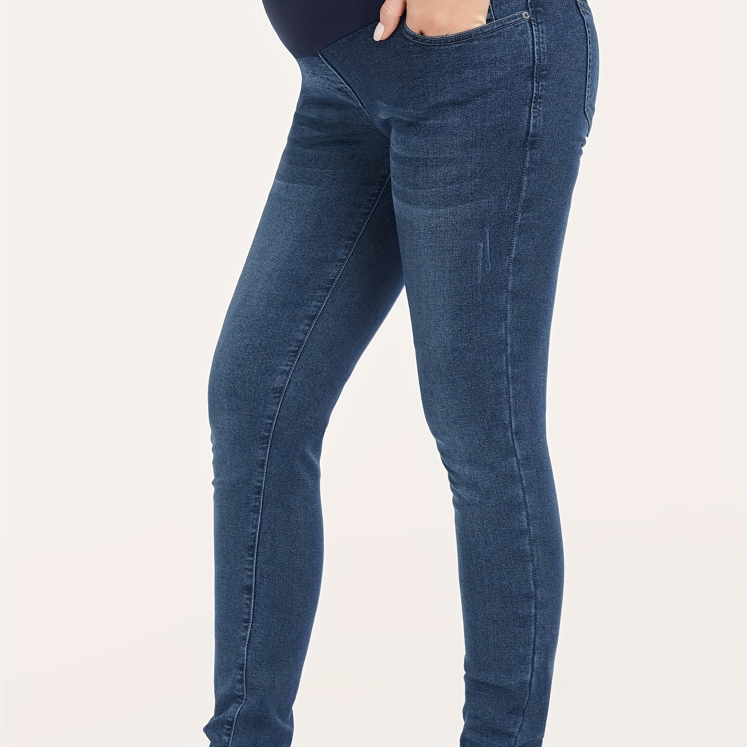 

Women's Maternity Jeans Over The Belly Slim Stretchy High Waist Denim Skinny Pants With Pockets