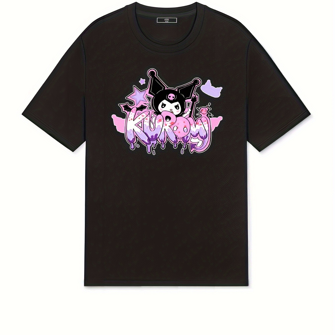 

[licensed] Cute Kuromi Melody Graphic , Comfortable Crew-neck T-shirt