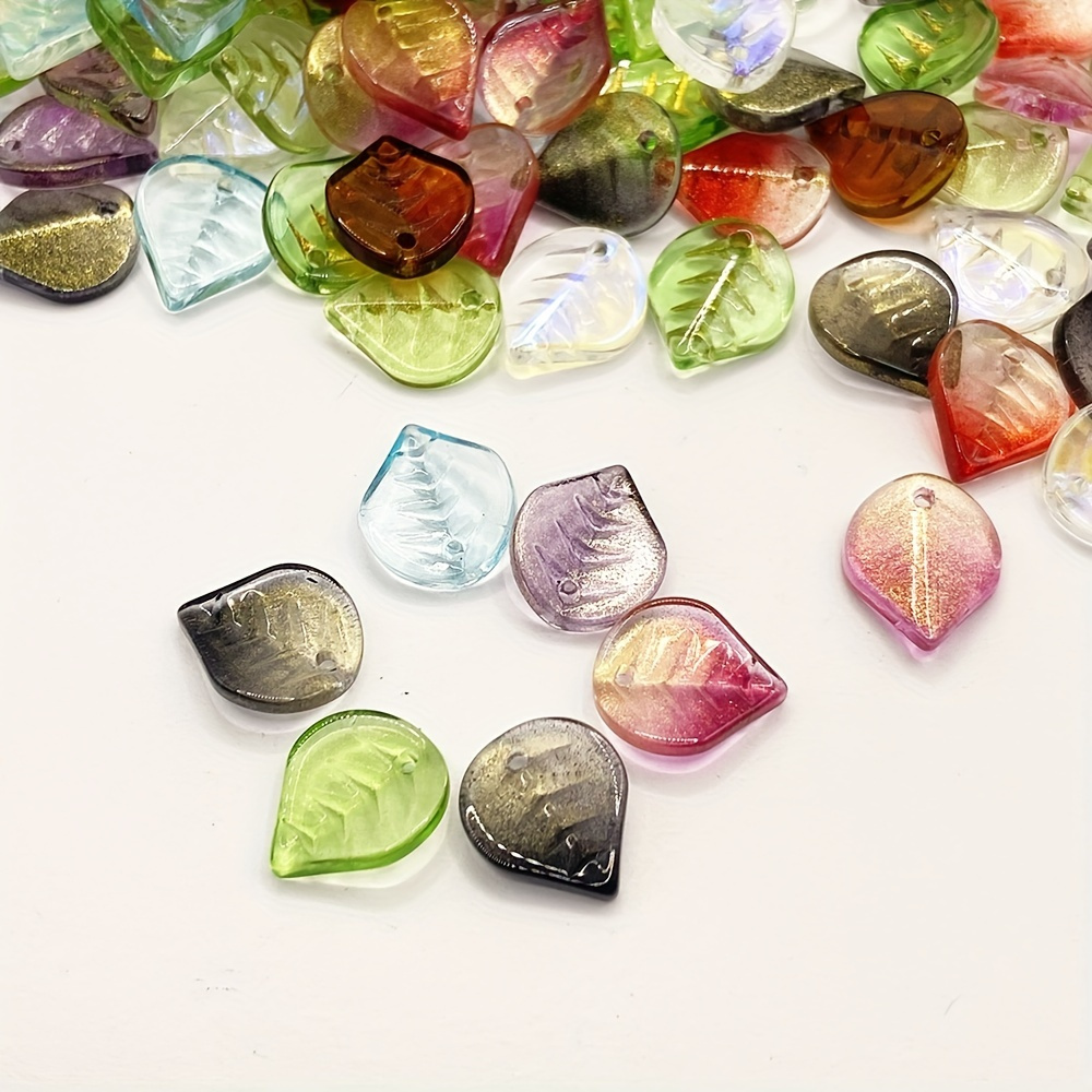 D2 Glass Tulip Flower Leaf Small Boat Beads Glass Beads Diy - Temu