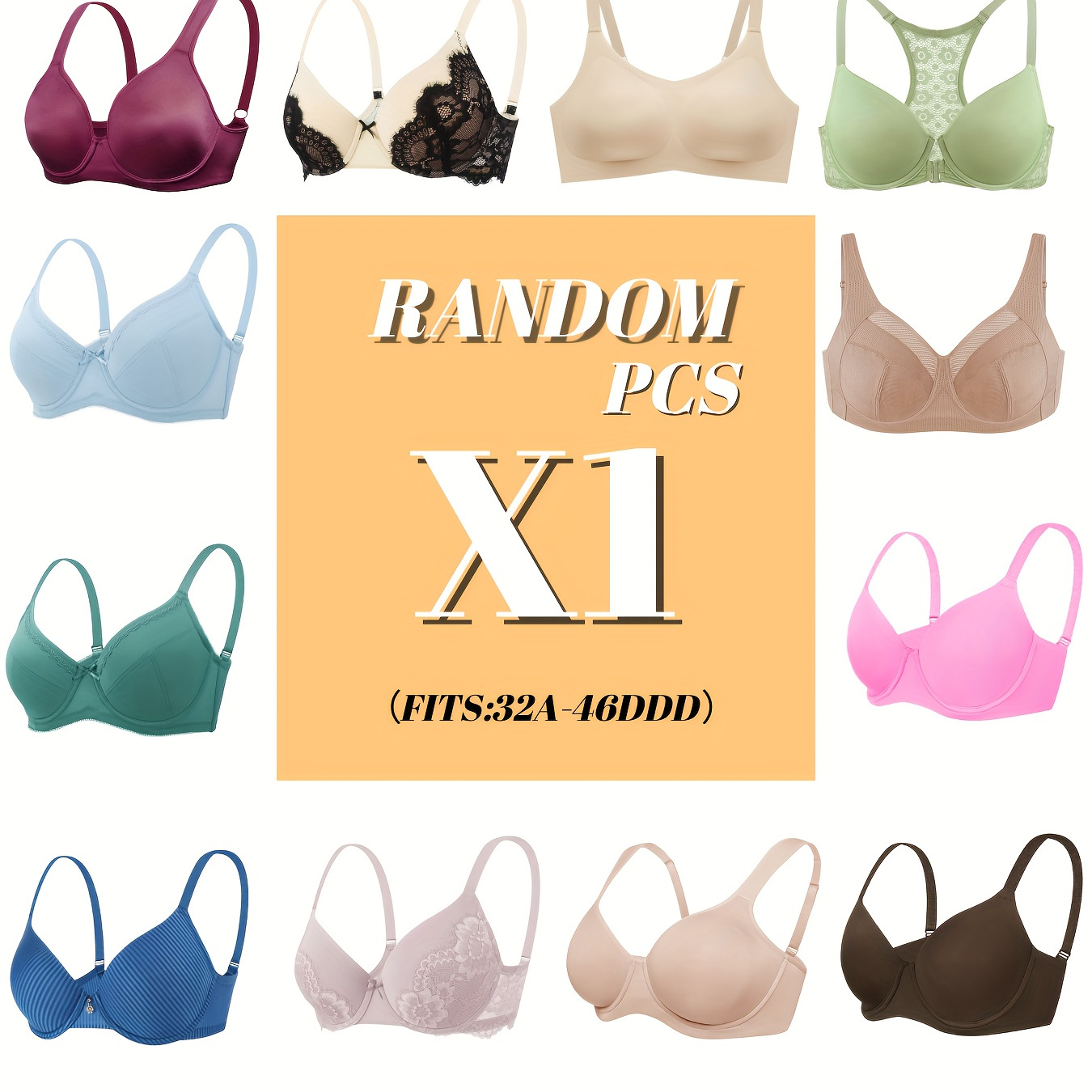 

Random Style Plus Size Elegant Bra Bras For Women Full Coverage Supportive Bra For Big Bust-assorted Styles & Colors For 32a To 46ddd Sizes