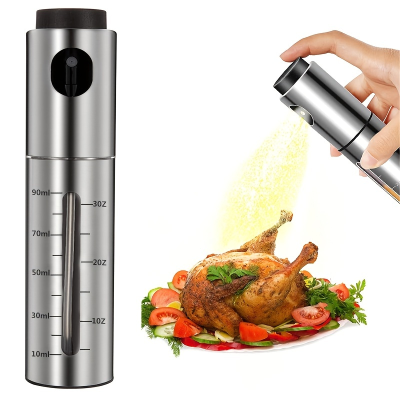 

1pc Stainless Steel Oil Spray Bottle Barbecue Oil Pot Seasoning Bottle With Scale Seasoning Bottle Oil Pot Soy Sauce Bottle Atomizing Bottle 100ml