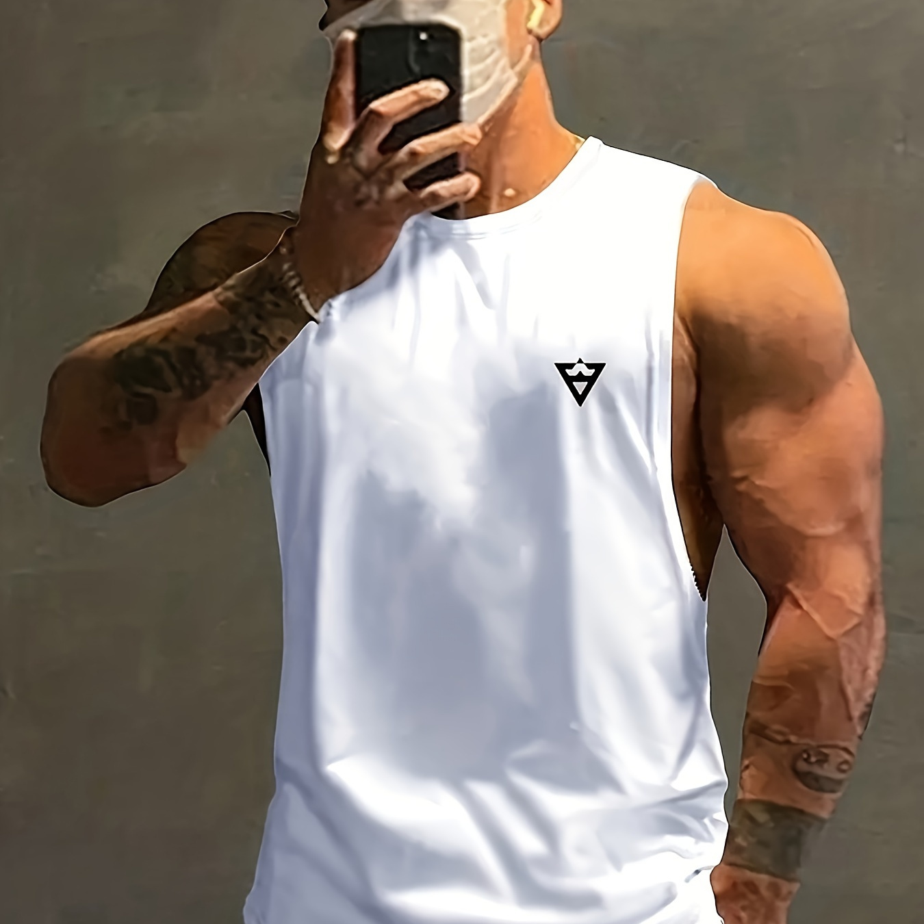 

Men' Tank Top, Active Quick Dry Slightly Stretch Crew Neck Sleeveless Shirt, Men's Clothing For Gym Workout And Fitness Training