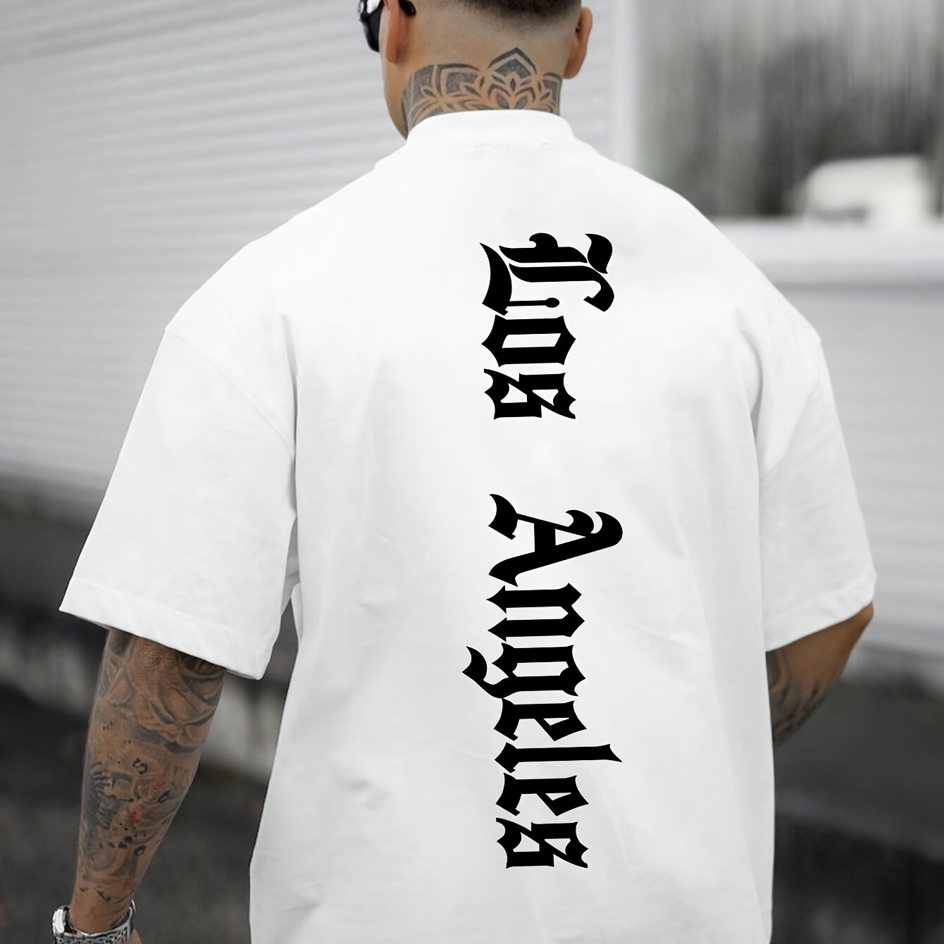 

Men's " Los Angeles " Letters Print Short Sleeve T-shirt, Casual And Trendy Crew Neck Tee, Summer Wear