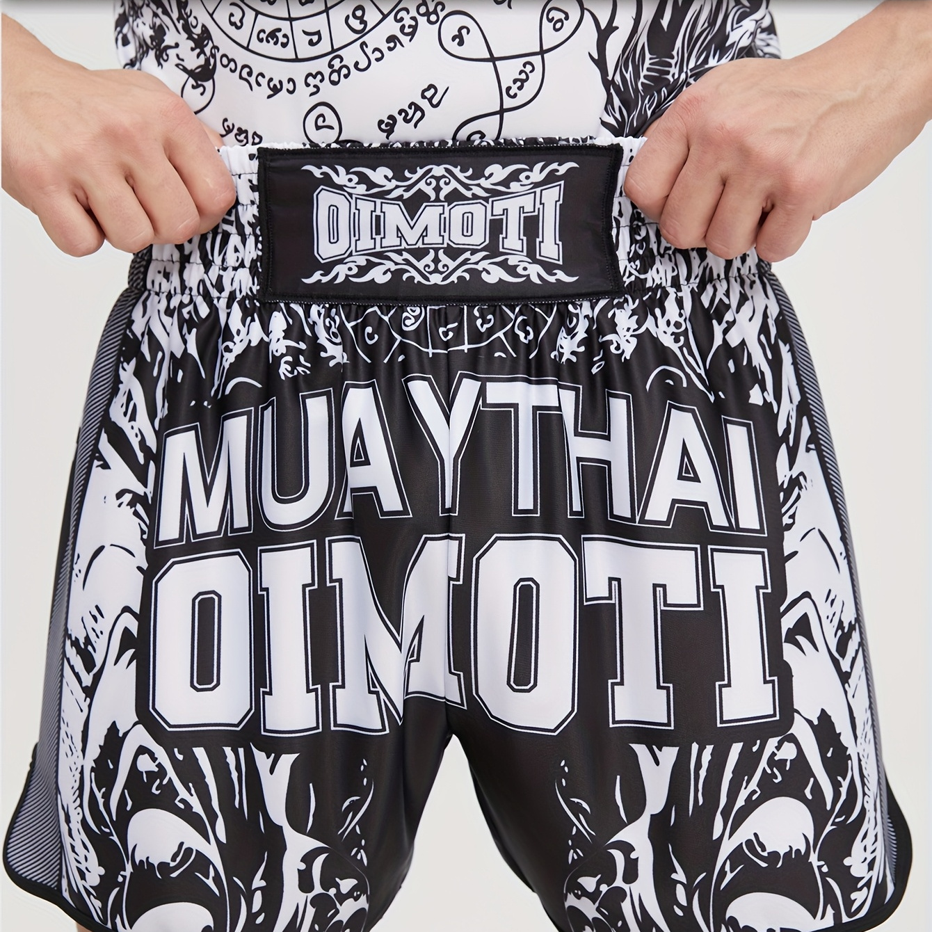 

Oimoti Men's Breathable Quick-dry Boxing Shorts - Black & Pattern, Loose Fit, High- Fabric, Ideal For Mma, Fitness & Training, Moisture-wicking, Sports Activewear| Wear|knit Construction