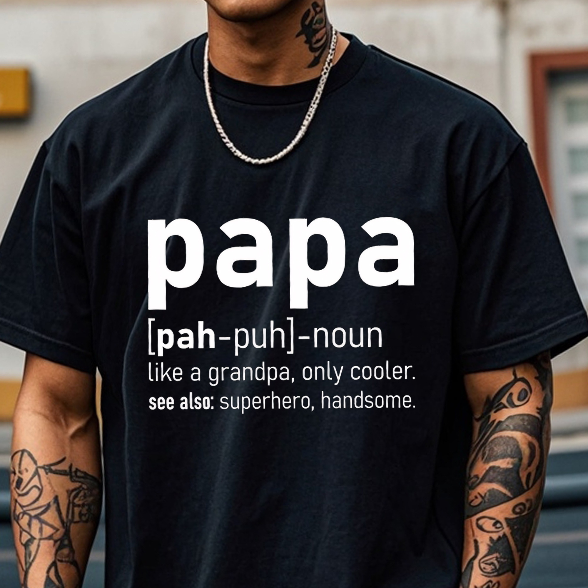 

Papa For Men, Graphic Casual Tee, Soft 100% Cotton, Funny And Stylish, , Cool Mens, , Breathable For Running And In Usa