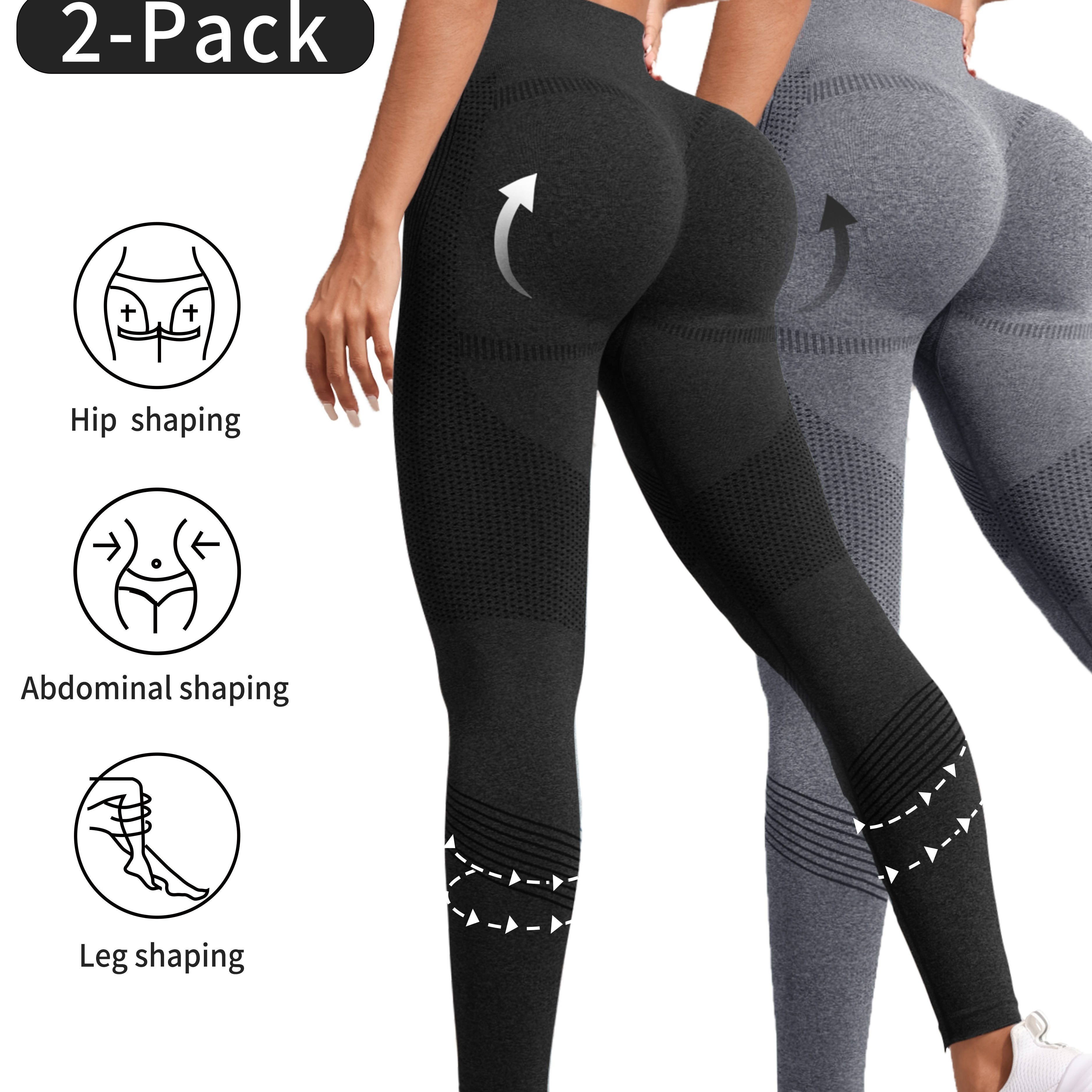 

2pcs Seamless Yoga Pants, High Stretch Comfortable Quick Drying Sports Leggings, Butt Lifting, Slim, Wide Waistband Training Running Leggings, Women's Activewear