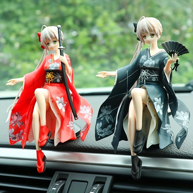 1pc Kimono Anime Figure Model Car Ornament, Hand Decoration Collection  State With Base Car Anime Ornament