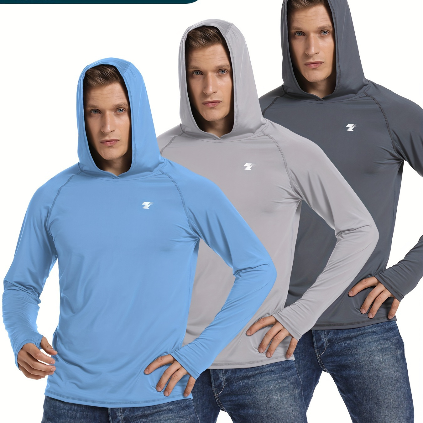 

Men's Sun-protective Long Sleeve Hoodie In Solid Color For Spring And Summer Outdoors