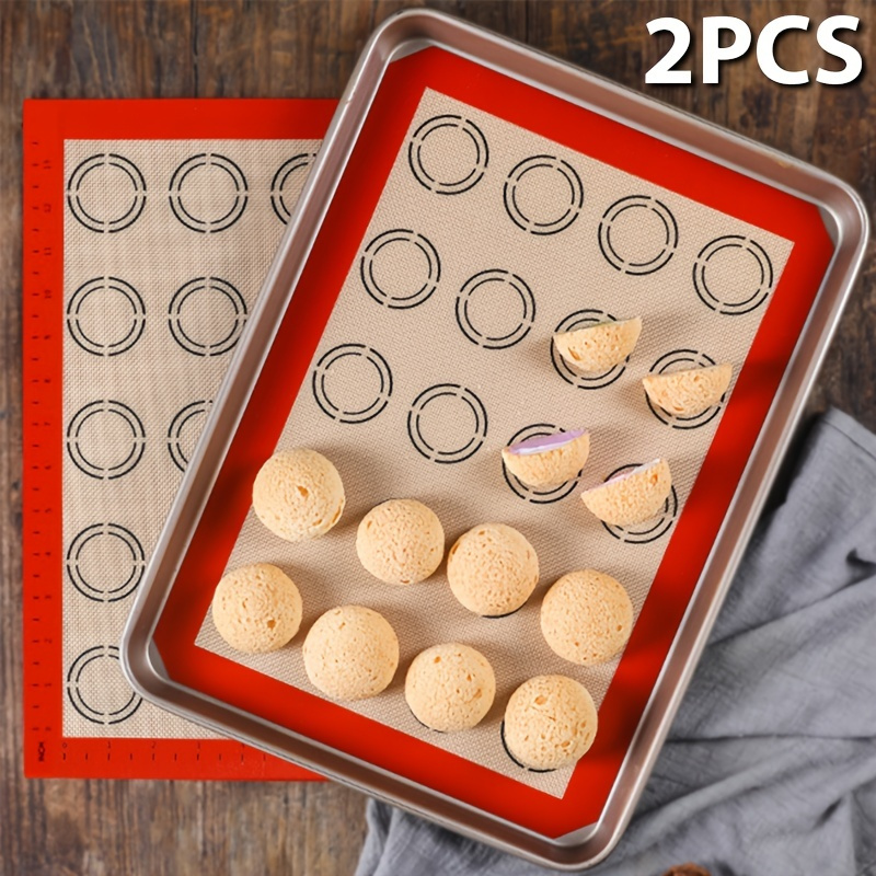 Silicone Baking Mat with Measurements - Set of 4 Non-Stick Half Cookie Sheet  Mats - Reusable Heat Resistant Baking Tray Pan Liners for Macarons Bread  Pastry - China Silicone Mat and Macarons