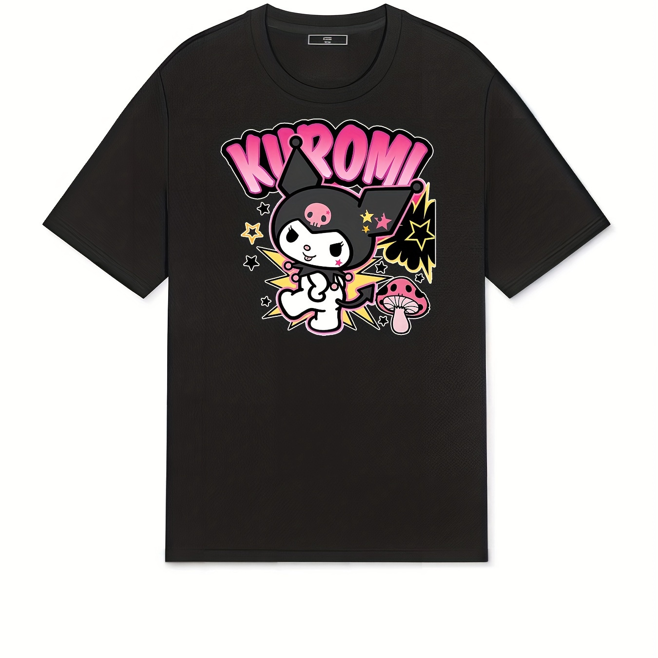 

[licensed] Cute Kuromi Graphic , Comfortable Crew-neck T-shirt