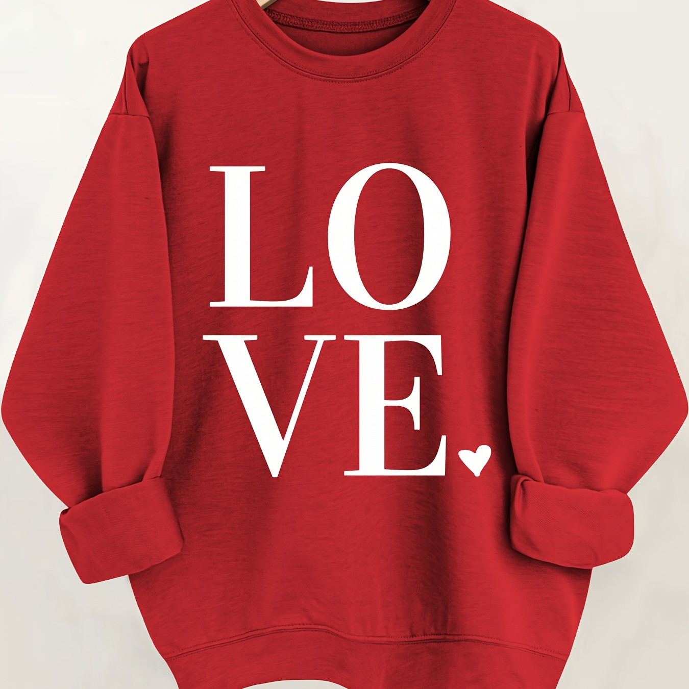 

Letter Print Pullover Sweatshirt, Casual Long Sleeve Crew Neck Sweatshirt For Fall & Winter, Women's Clothing, Valentine's Day