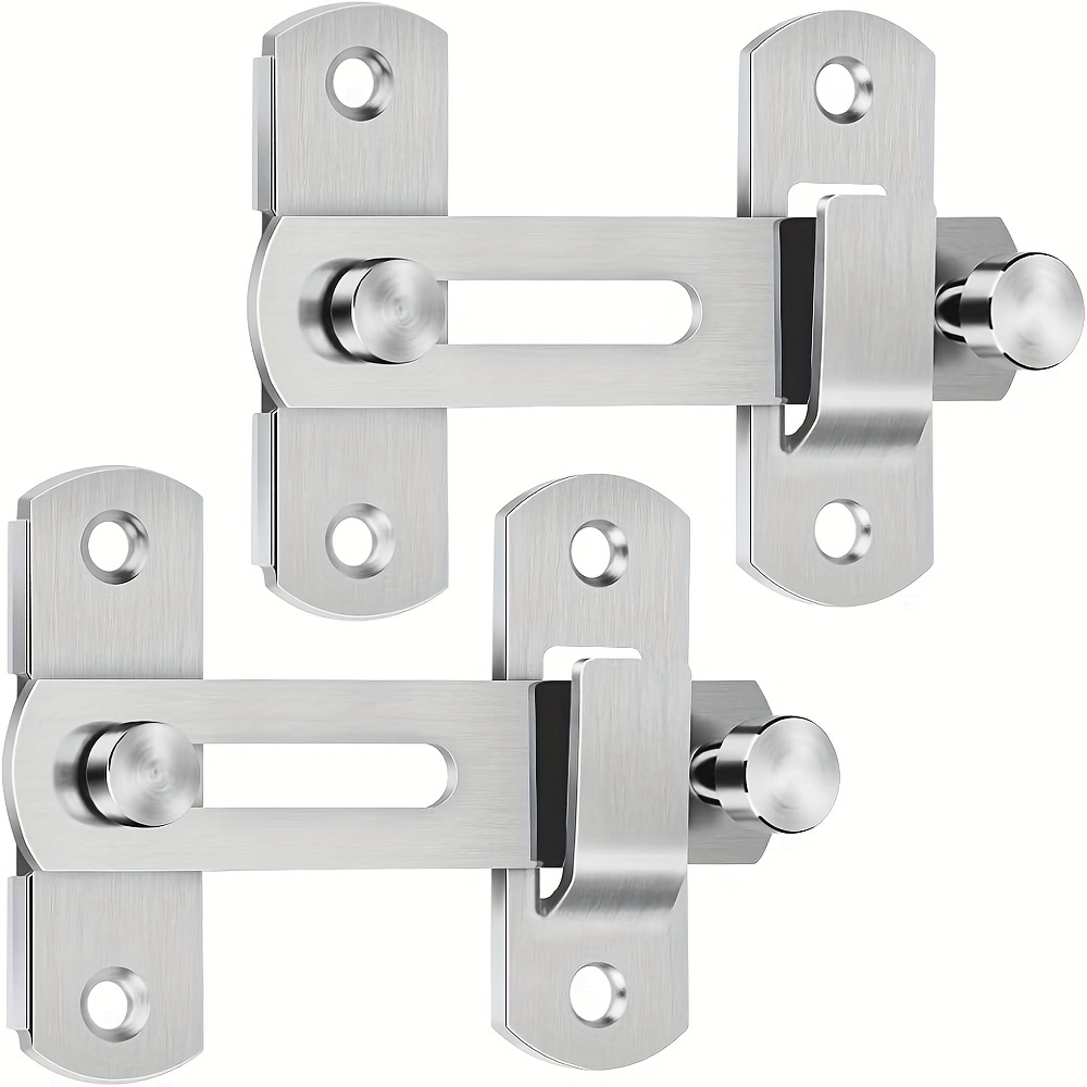 

2 Sets Of Stainless Steel Gate Latches - Flip Latch Lock For Barn Doors, Pet Cages, Wooden Doors & Door Hardware