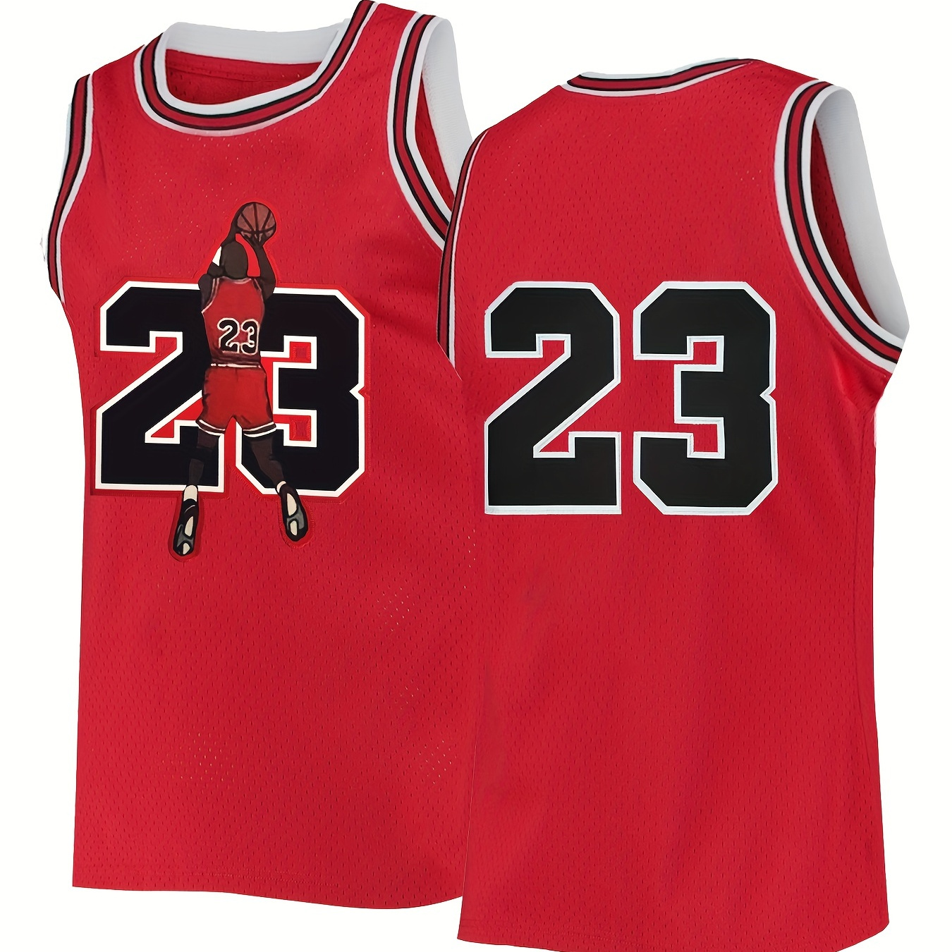 Men's #23 Embroidered Basketball Jersey, Retro Breathable Sports Uniform, Sleeveless Basketball Shirt For Training Competition