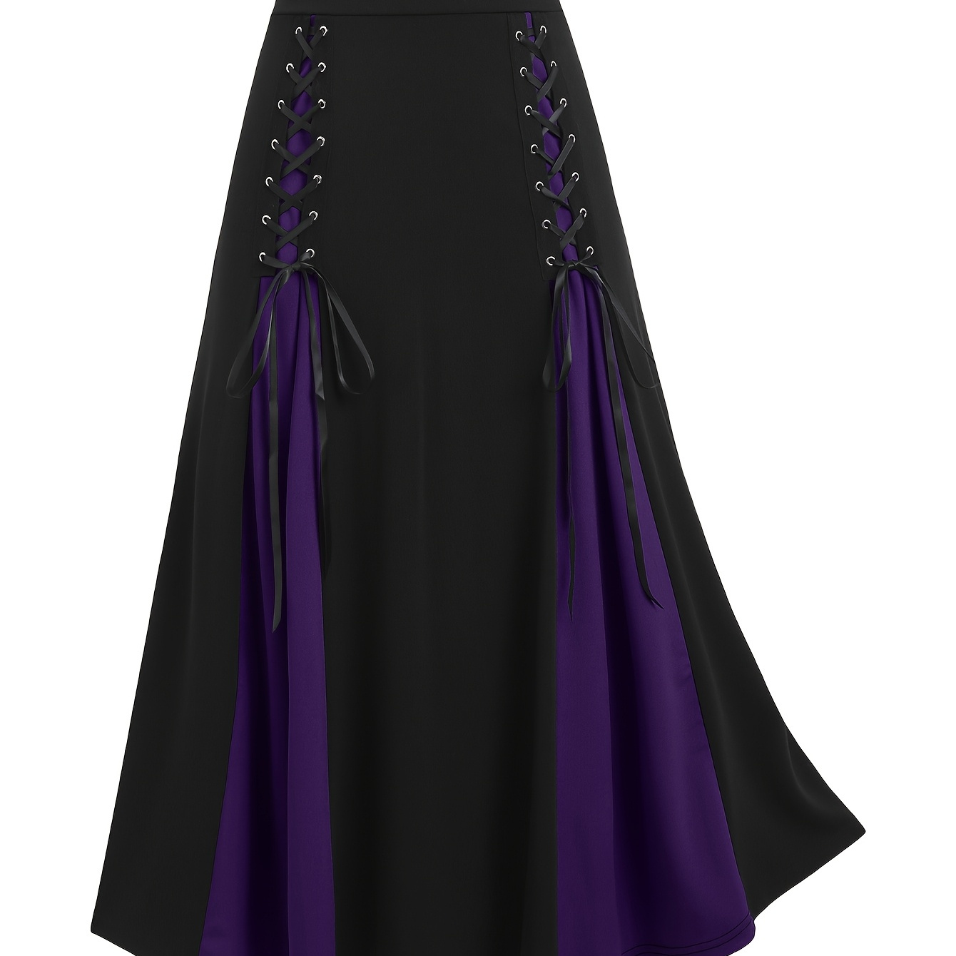 

-size Women's A-line Skirt - High Waist, With Grommet Lace-up Detail, Flowy Silhouette, Machine Washable, Polyester - , Plus Size Skirts