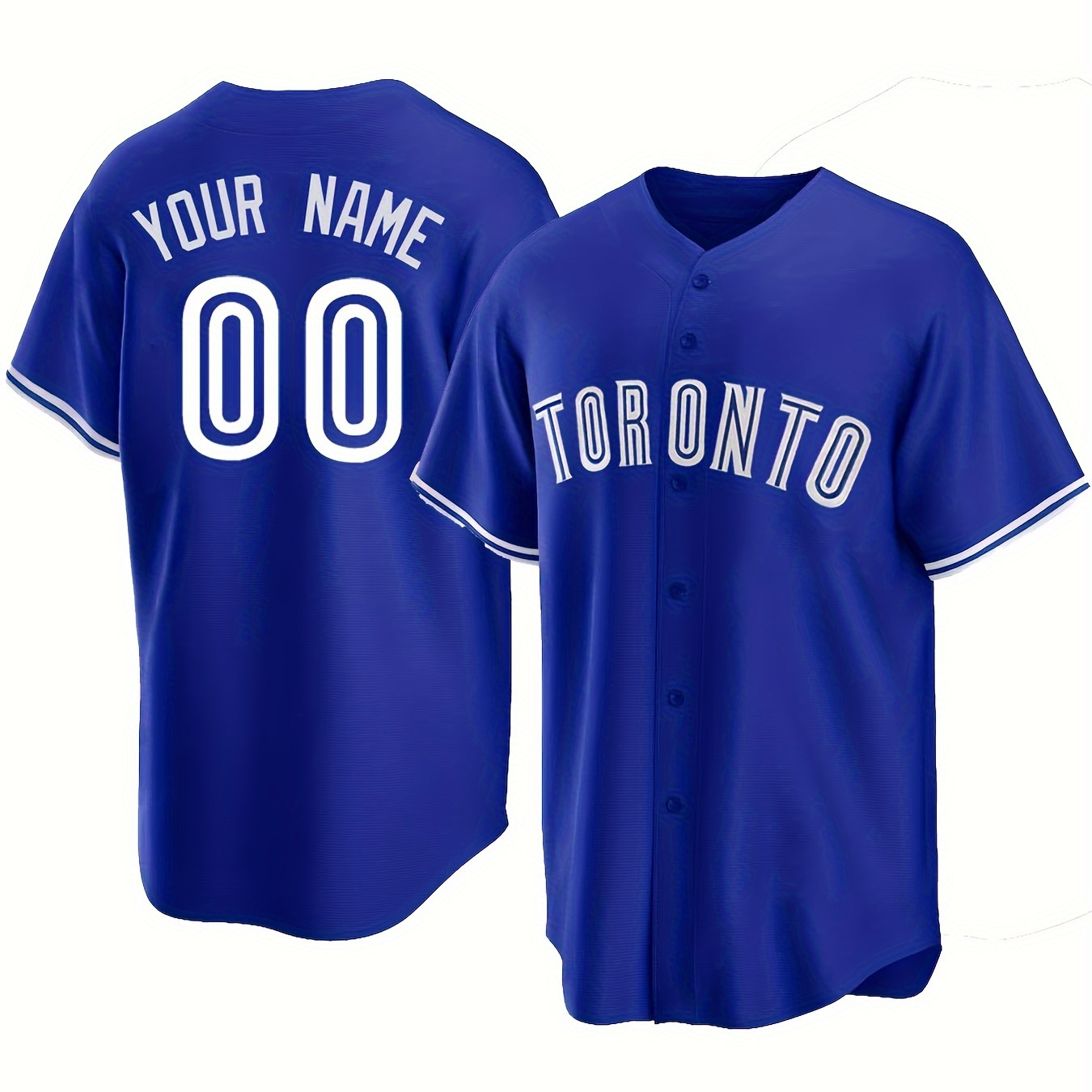 

Customized Name And Number Design, Men's Short Sleeve Button Up V-neck Toronto Embroidery Baseball Jersey For Team Training And Competition