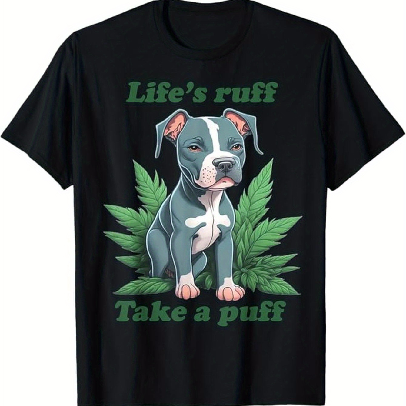 

Life's Take A Puff Pitbull T-shirt, Black, 100% Cotton, Gift For Men Dad Friends, S-xxxl