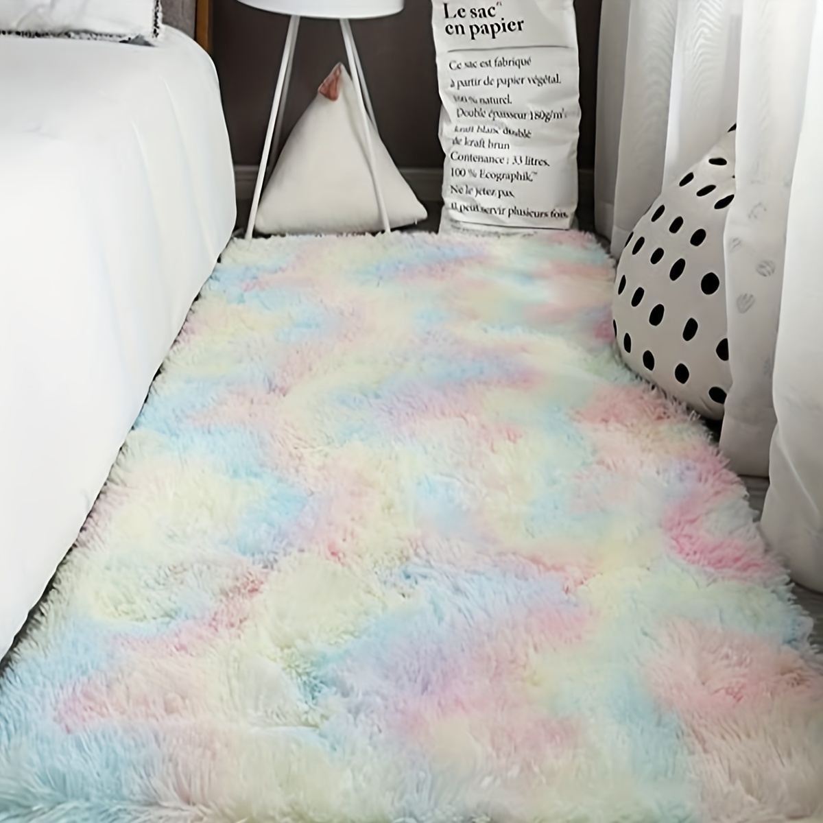 

1pc, Ultra Plush Soft Area Rugs For Bedroom Living Room, Luxury Plush Fluffy Bedside Rug, Washable Shag Furry Carpet Non Shedding For Nursery Room Home Decorative Rug, Home Decor, Room Decor, Rainbow