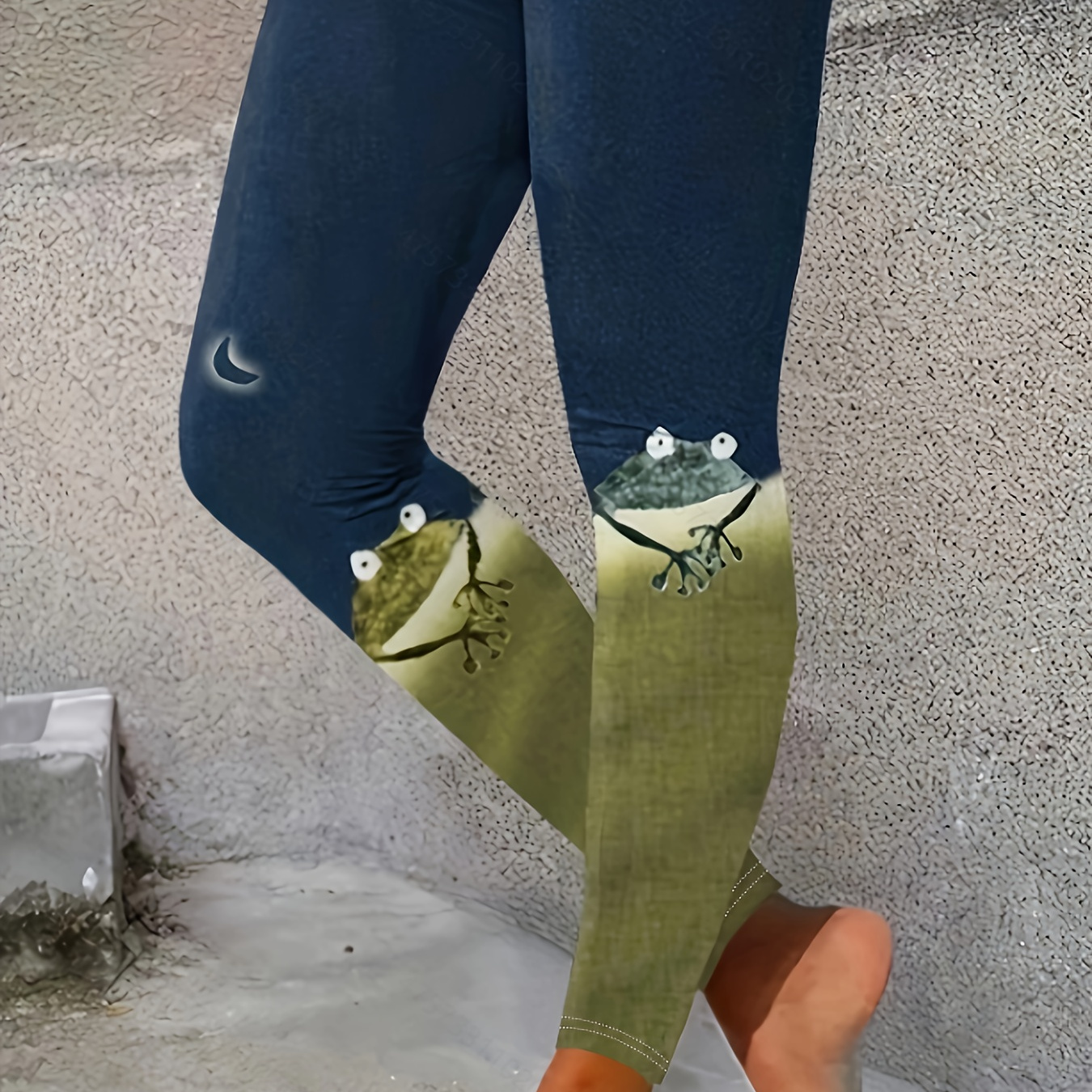 

Frog Print High Waist Leggings, Cute Skinny Stretchy Leggings, Women's Clothing