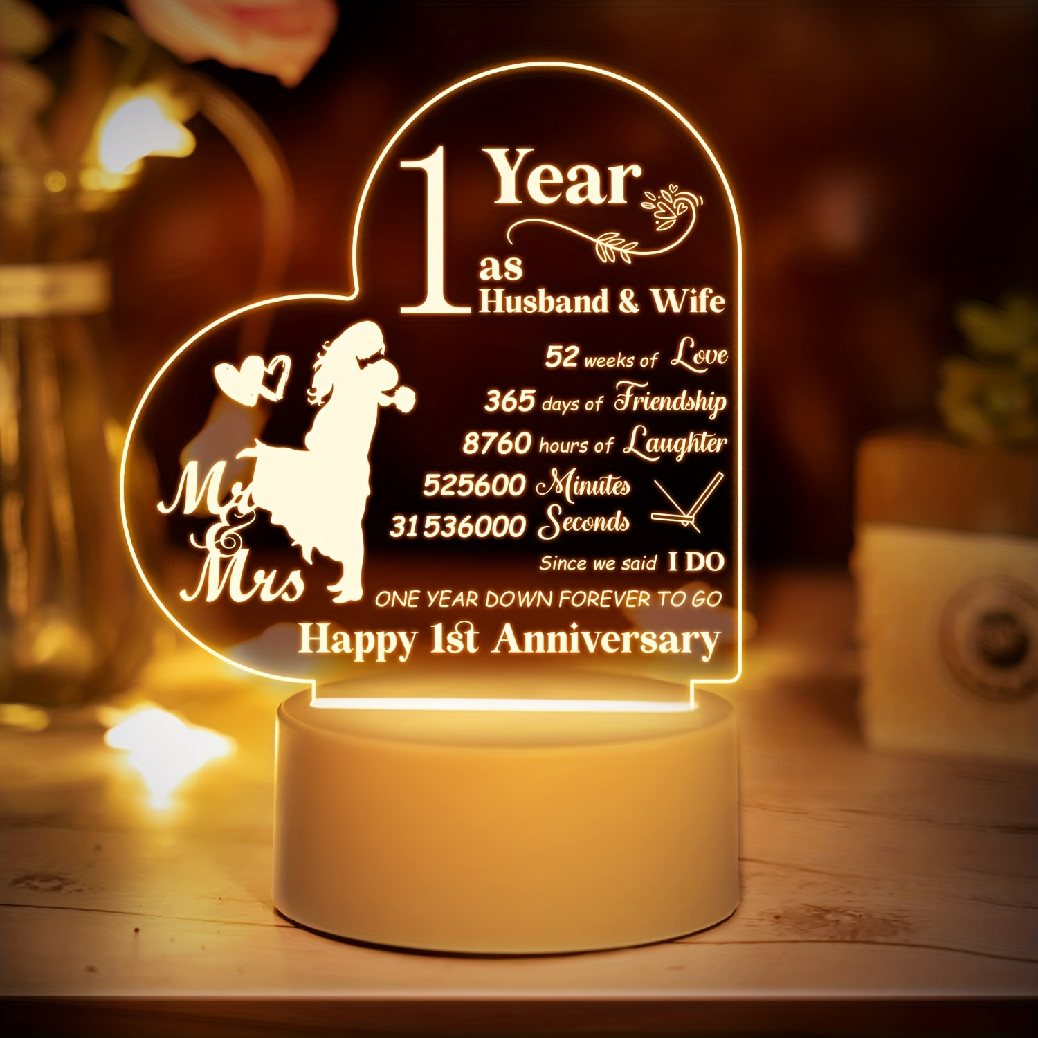 1 Year Anniversary Wedding Gifts For Him Her One Year - Temu