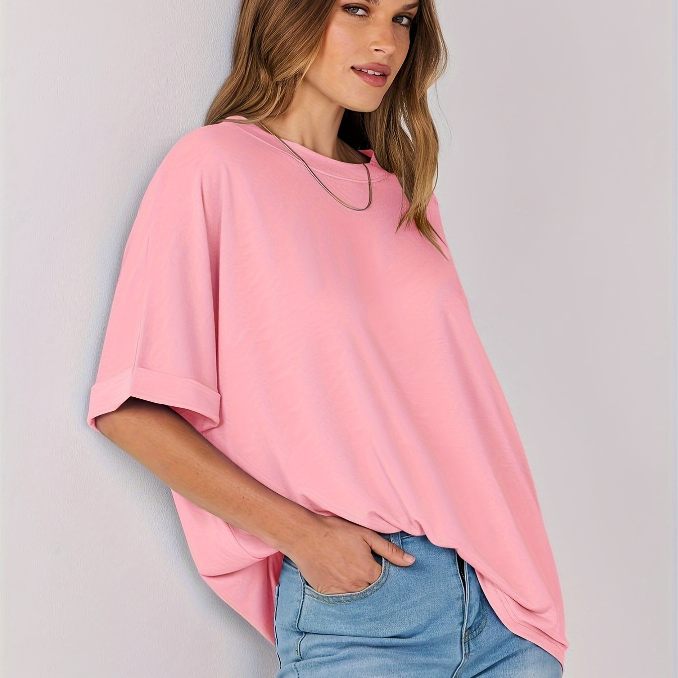 

Women's T-shirt Oversized Solid Colour Short-sleeved Summer Tops Casual Loose T-shirt Soft And Skin-friendly