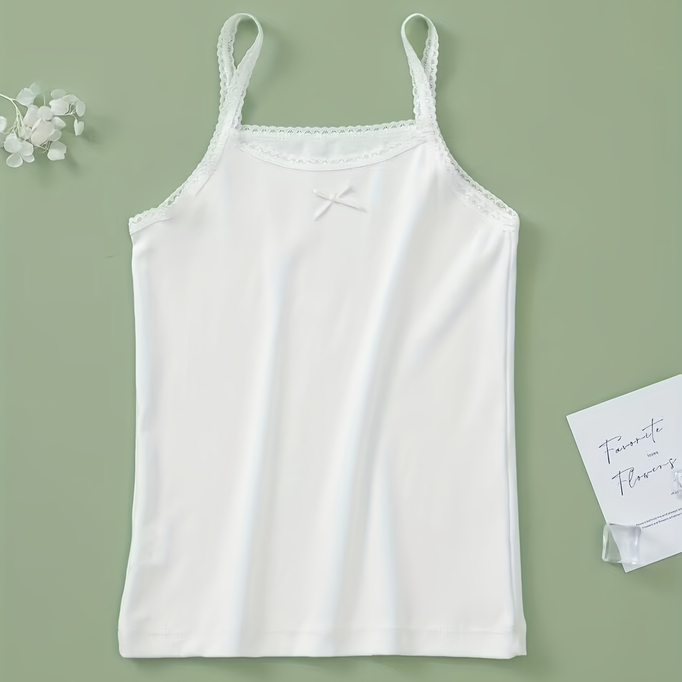 

Girls Solid Sleeveless Tank Top Thin Strap Comfy Breathable Underwear