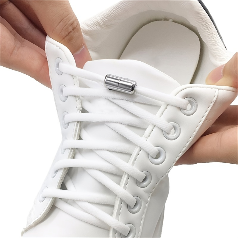 

1pair Elastic No Tie Shoelaces Semicircle Shoe Laces For Adults, Shoelaces With Metal Round Lock, Shoe Strings For Sneakers