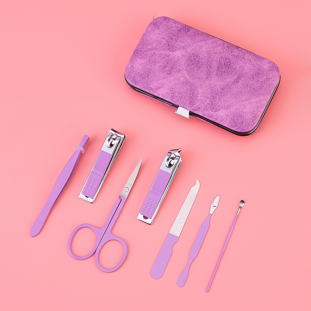 

7 Pcs Professional Manicure Set - Stainless Steel Grooming Kit For Women And Men - Includes Toe Nail Clippers And More