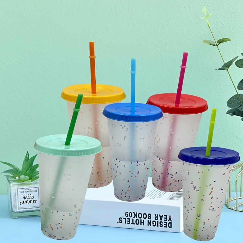 Color Changing Plastic Cup Large Capacity Straw Cup For - Temu