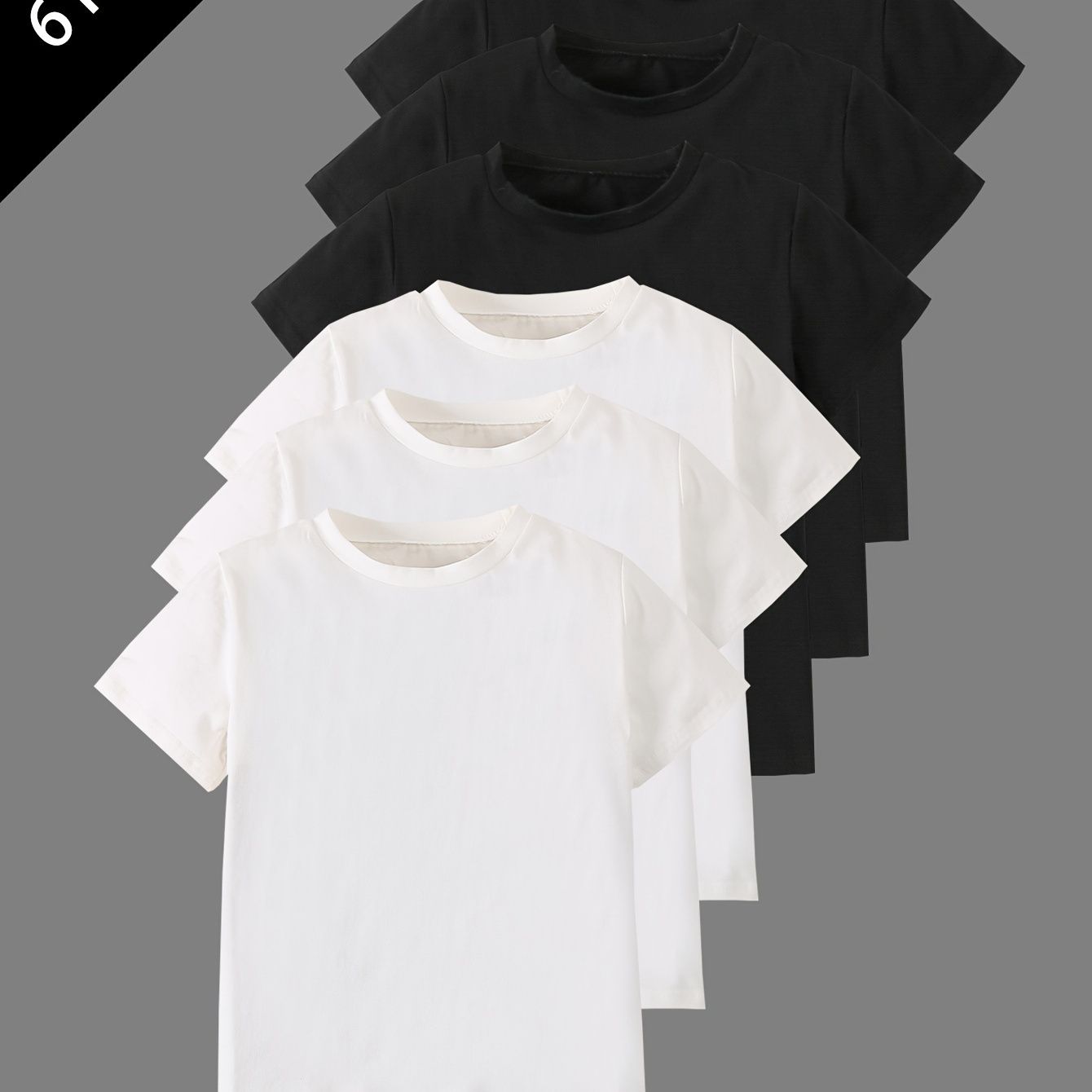 

6pcs Solid Color Cotton T-shirt, Tees For Boys, Casual Short Sleeve T-shirt For Summer Spring Fall