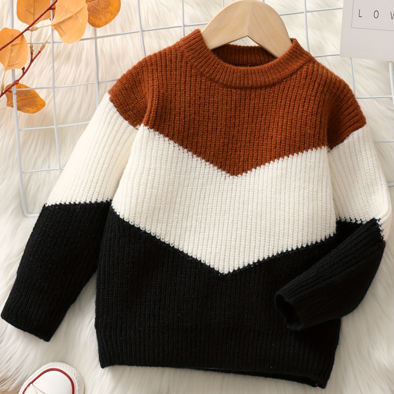 

Boys Sweater Kids Winter Boy Warm Pullovers Outerwear Children Toddler Colorblock O-neck Knitted Sweater Tops