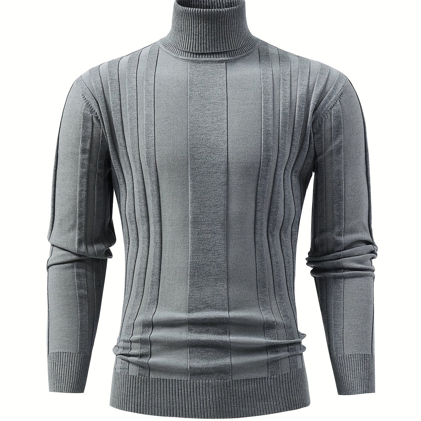 

Men's High Neck Knit Sweater, Viscose (50% Viscose, 28% Polyester, 22% Polyamide), Casual , Solid Color, Stretchy Knit Fabric, Braid Detail, Fall/winter Long Sleeve Pullover