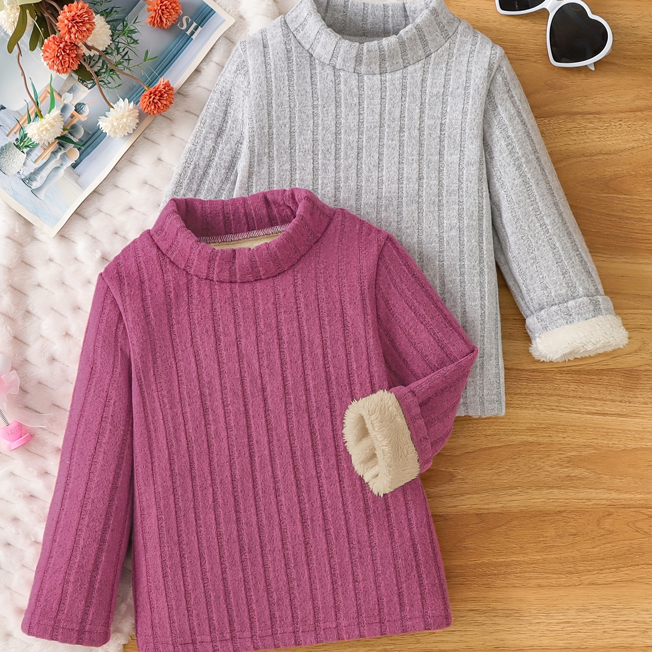 

2- ' Knit Sweater Set, Ribbed Thickened Pullover, , , Regular , /