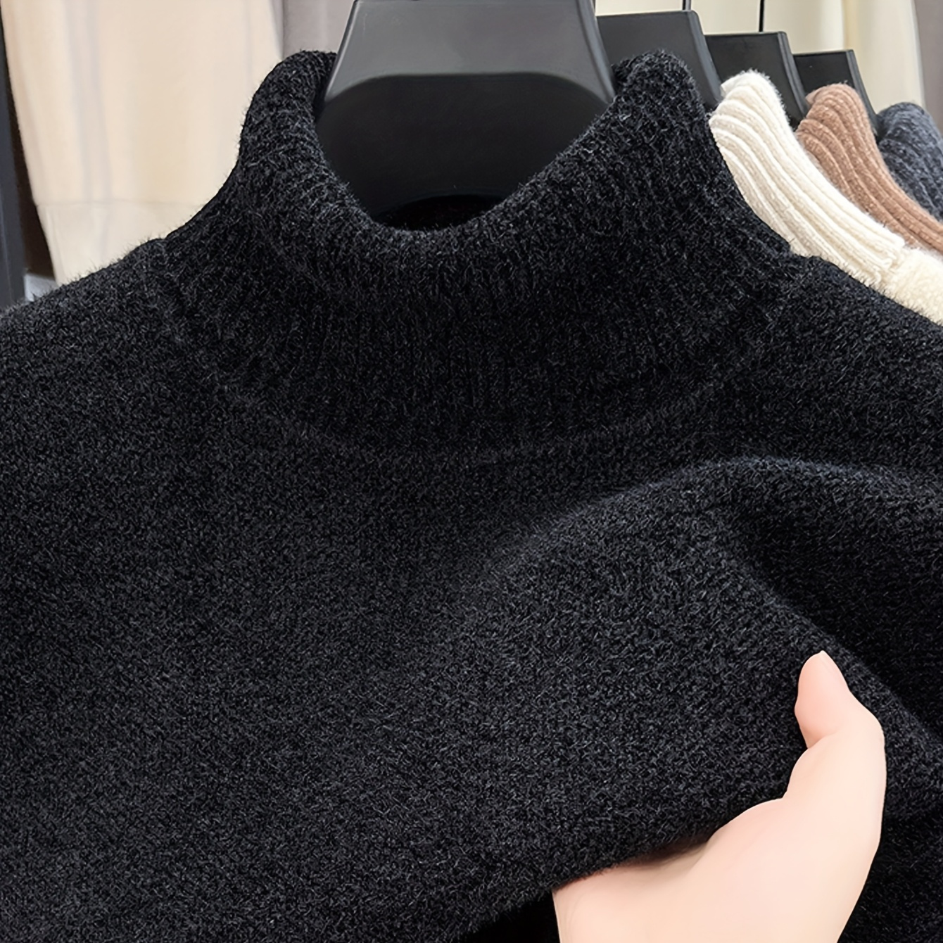 

Men's Winter Warm Knitted Turtleneck Pullover Sweater - Solid Color, , Soft And Comfortable - Ideal For Cold Weather