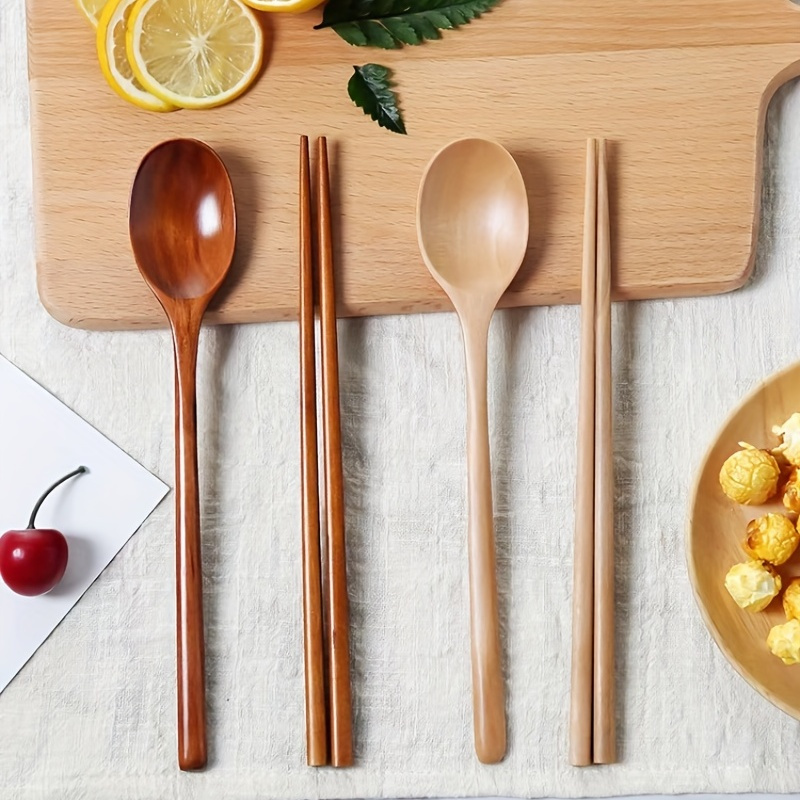 Useful Cutlery Set Ergonomics Handle Wood Utensil Set Japan Style