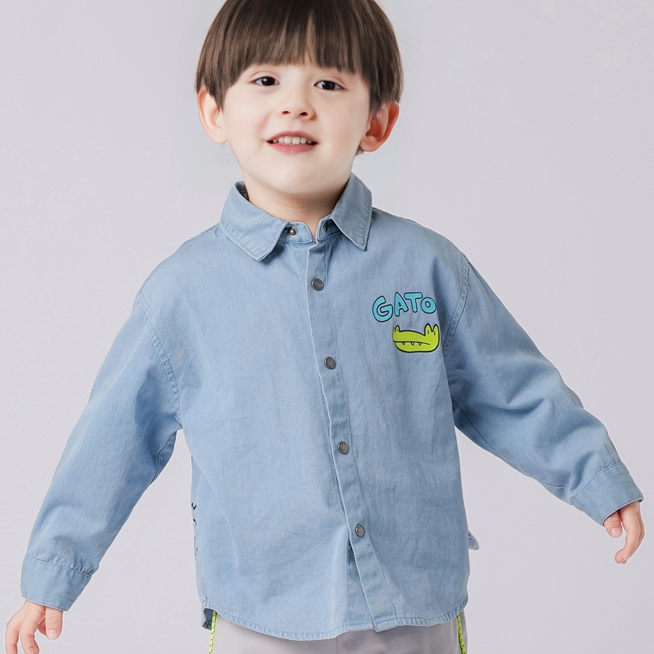 Marc Janie Boy's Alligator Print Denim Shirt For Spring Summer Children ...