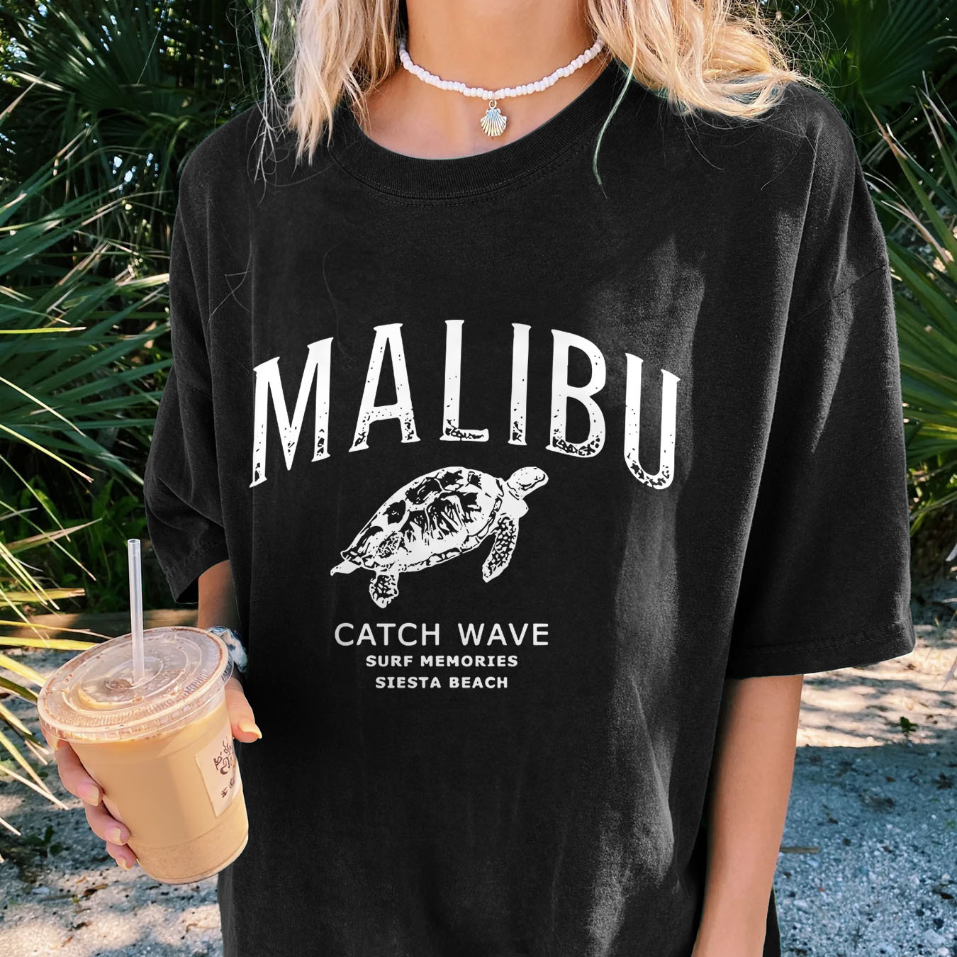

Turtle Print Crew Neck Tee Dress, Casual Short Sleeve Dress For Spring & Summer, Women's Clothing