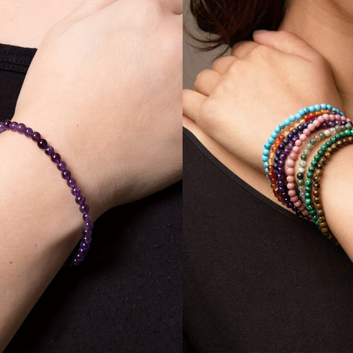 

1pc 4mm Round Beads Mini Stone Energy Bracelets Natural Stone Bracelets For Men And Women
