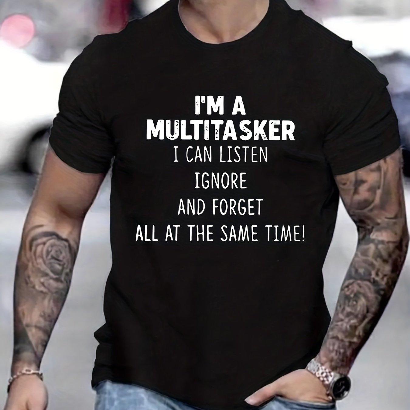 

Funny 'multitasker' Print T Shirt, Tees For Men, Casual Short Sleeve Tshirt For Summer Spring Fall, Tops As Gifts