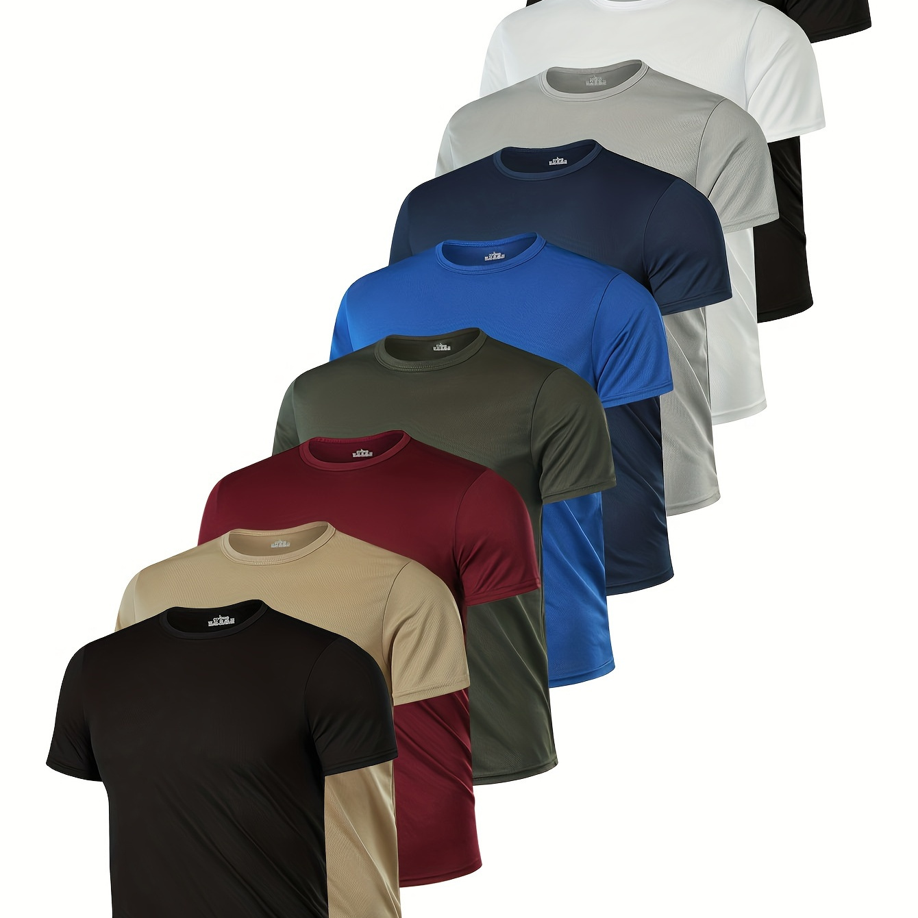 

9pcs Men's Summer Comfy T-shirt, Solid Color Short Sleeve Tee, Breathable Top For Summer