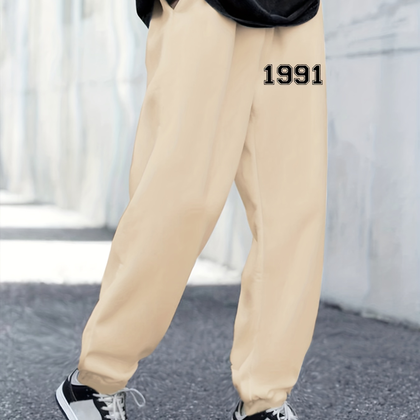 

Number 1991 Pattern Printed Men's Trendy Trousers With Pockets, Drawstring Active Sweatpants, Comfortable Casual Pants, Men's Outfits