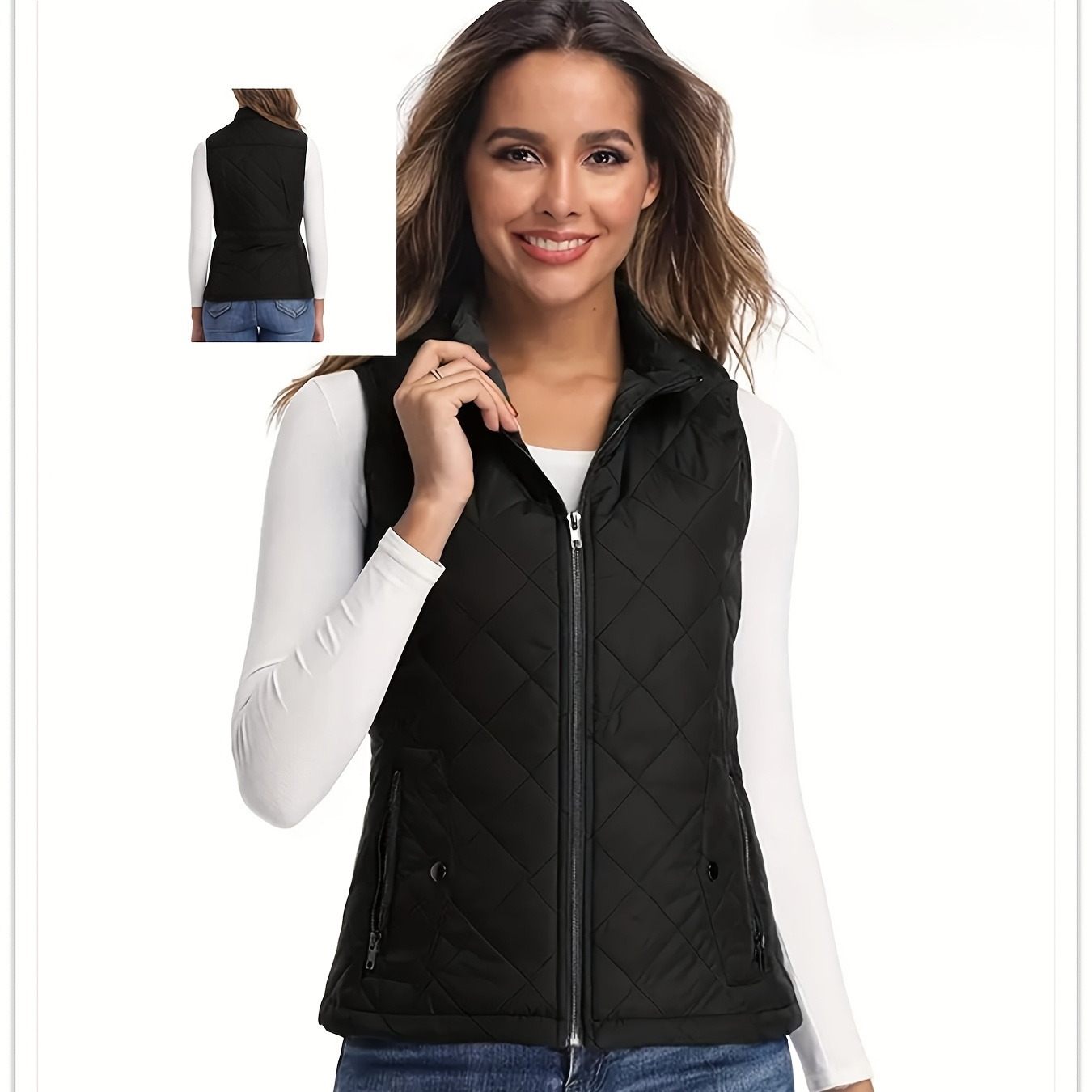 YILEEGOO Gilet trapuntato leopardato da donna, senza maniche, con laccetti anteriori, gilet, cardigan floreale, giacche imbottite, Marrone scuro, S