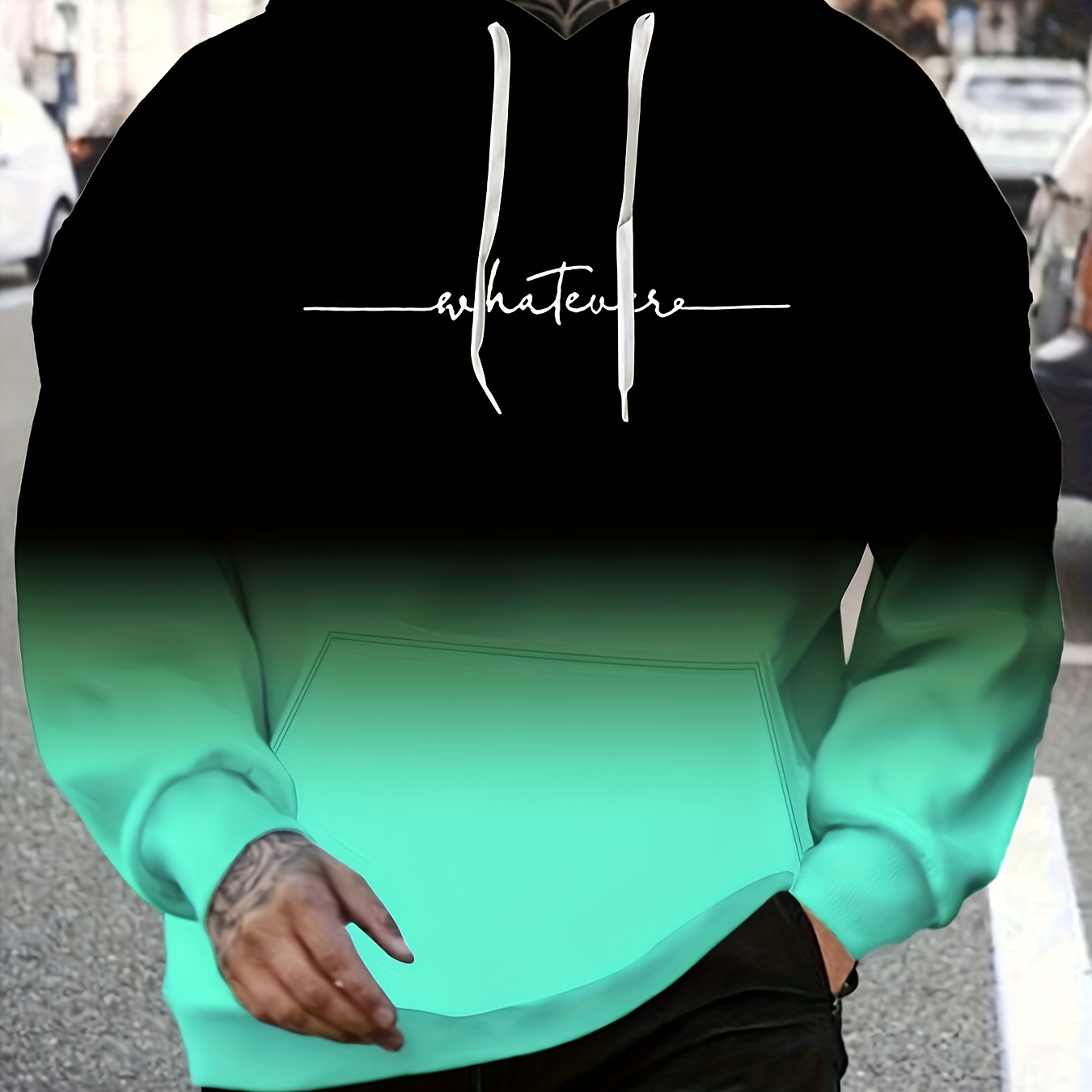 

Men's Gradient Fashion Print Hoodie With Kangaroo Pocket - Casual Long Sleeve, Polyester , Machine Washable, Stylish Design, Urban Streetwear|trendy Gradient Hoodie|polyester Hoodie, Plus Size