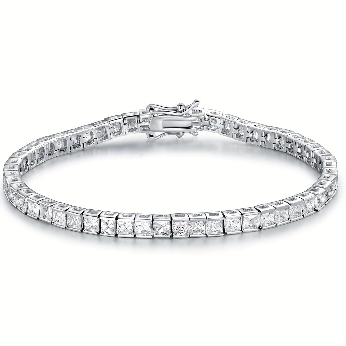 

Square Shiny Zircon Tennis Bracelet Elegant Hand Jewelry Decor