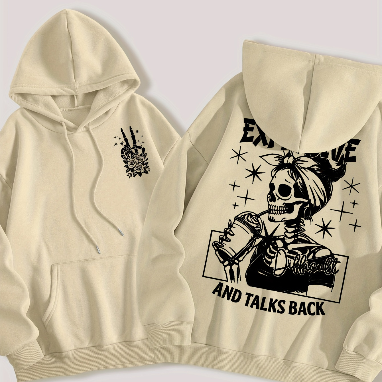 

Women's Polyester Hoodie With - Casual Knit Hooded Sweatshirt For Fall/winter