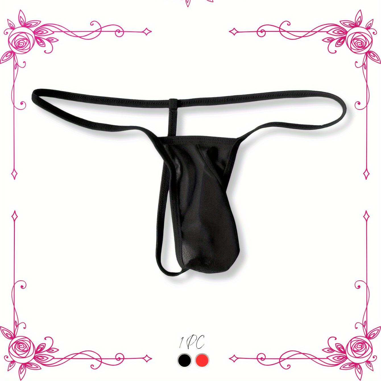 1pc Men's Sexy Open Front Thong With Sheer Mesh Transparent T-pants