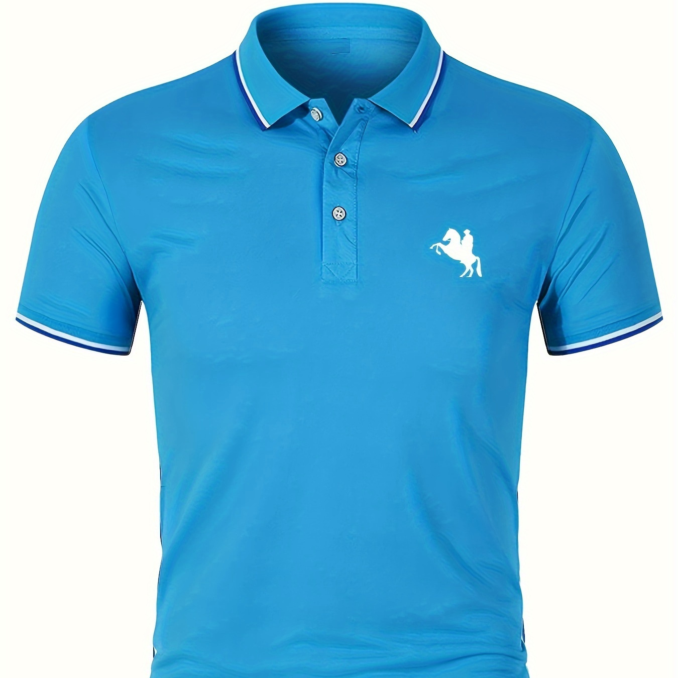 

Men's Golf Shirt, Horse Riding Print Short Sleeve Breathable Tennis Shirt, Business Casual, Moisture Wicking