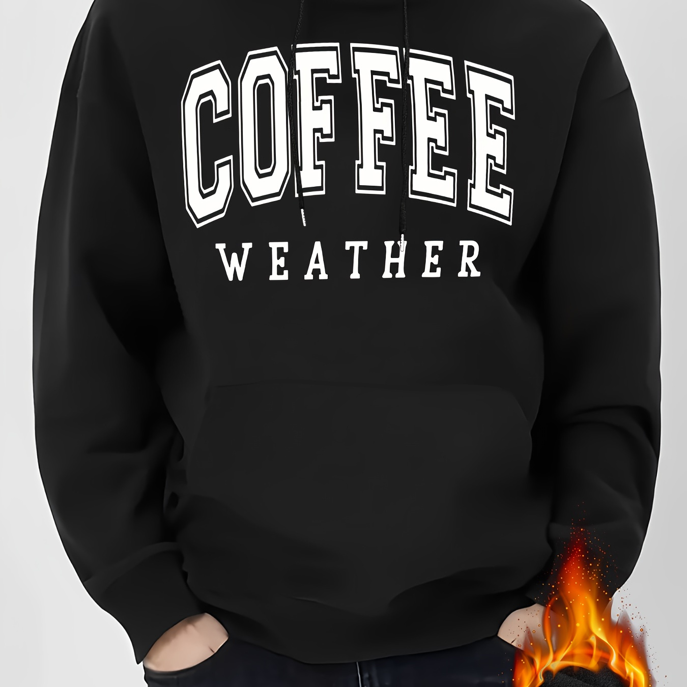 

Men's 'coffee Weather' Graphic Hoodie - Casual Pullover With Drawstring, Kangaroo Pocket | Cozy Polyester Blend For Fall/winter